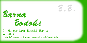 barna bodoki business card